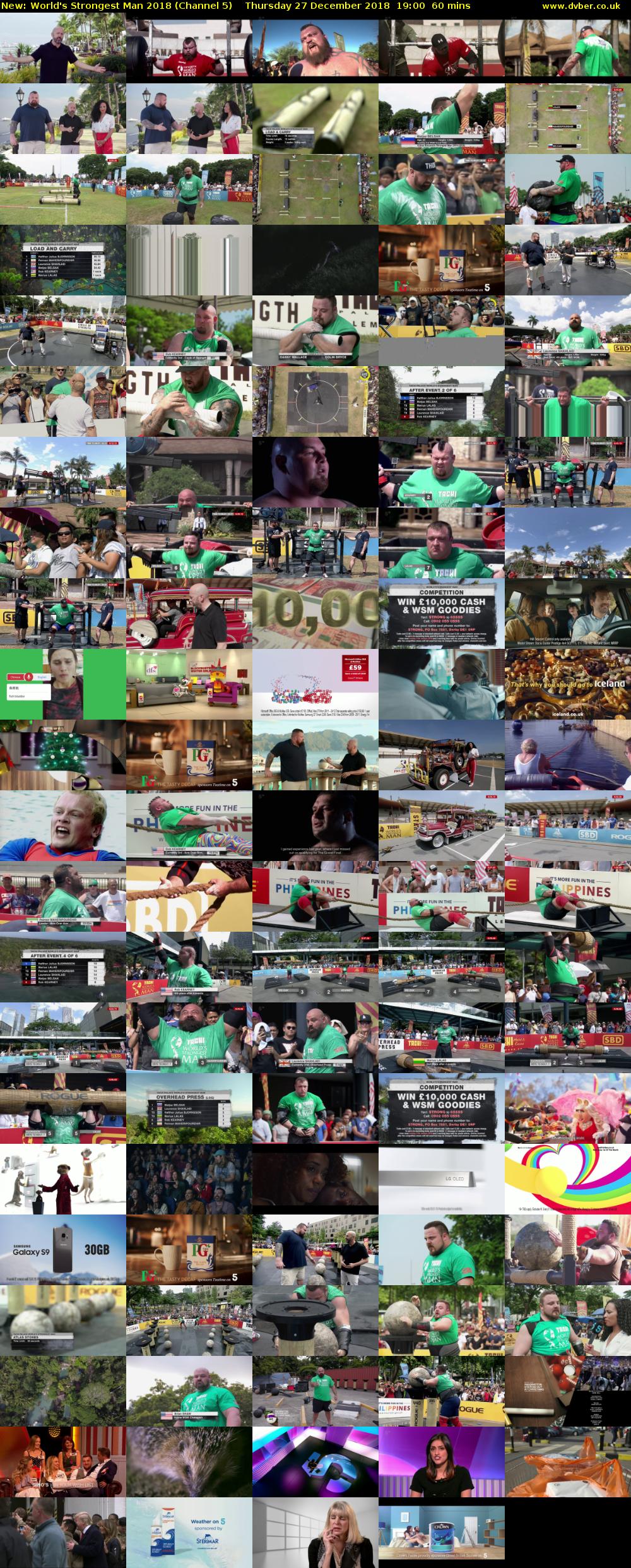 World's Strongest Man 2018 (Channel 5) Thursday 27 December 2018 19:00 - 20:00