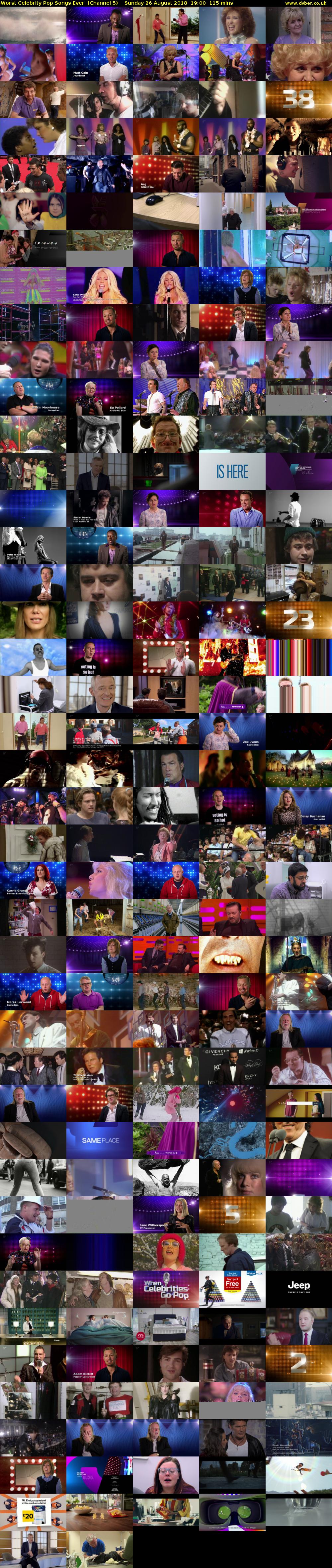 Worst Celebrity Pop Songs Ever  (Channel 5) Sunday 26 August 2018 19:00 - 20:55