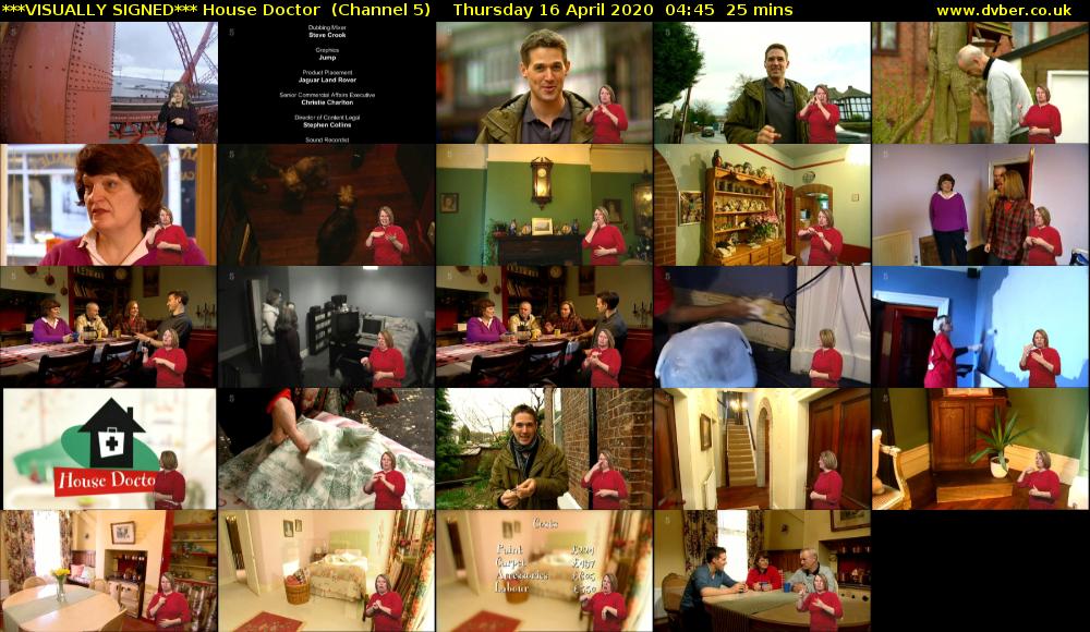 ***VISUALLY SIGNED*** House Doctor  (Channel 5) Thursday 16 April 2020 04:45 - 05:10