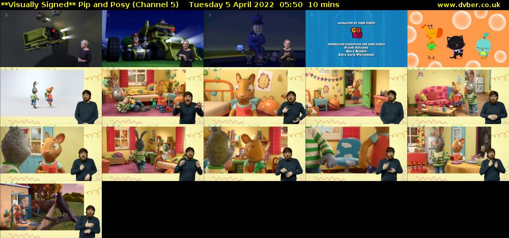 **Visually Signed** Pip and Posy (Channel 5) Tuesday 5 April 2022 05:50 - 06:00