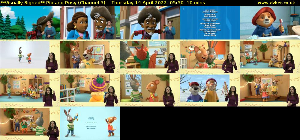 **Visually Signed** Pip and Posy (Channel 5) Thursday 14 April 2022 05:50 - 06:00