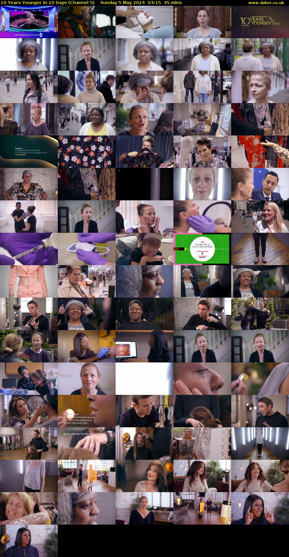 10 Years Younger in 10 Days (Channel 5) Sunday 5 May 2024 03:15 - 04:00