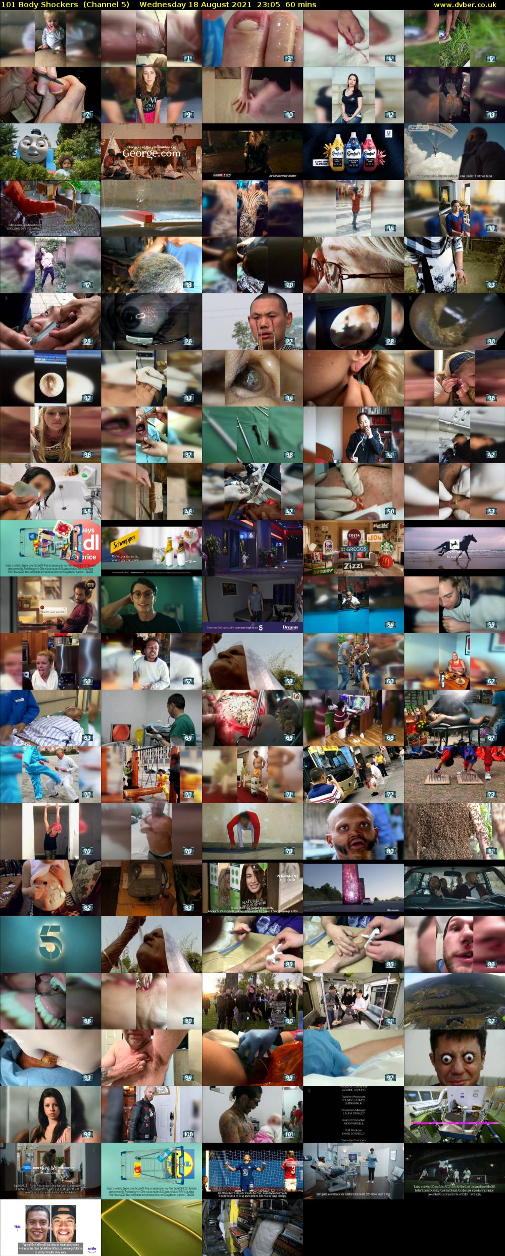 101 Body Shockers  (Channel 5) Wednesday 18 August 2021 23:05 - 00:05