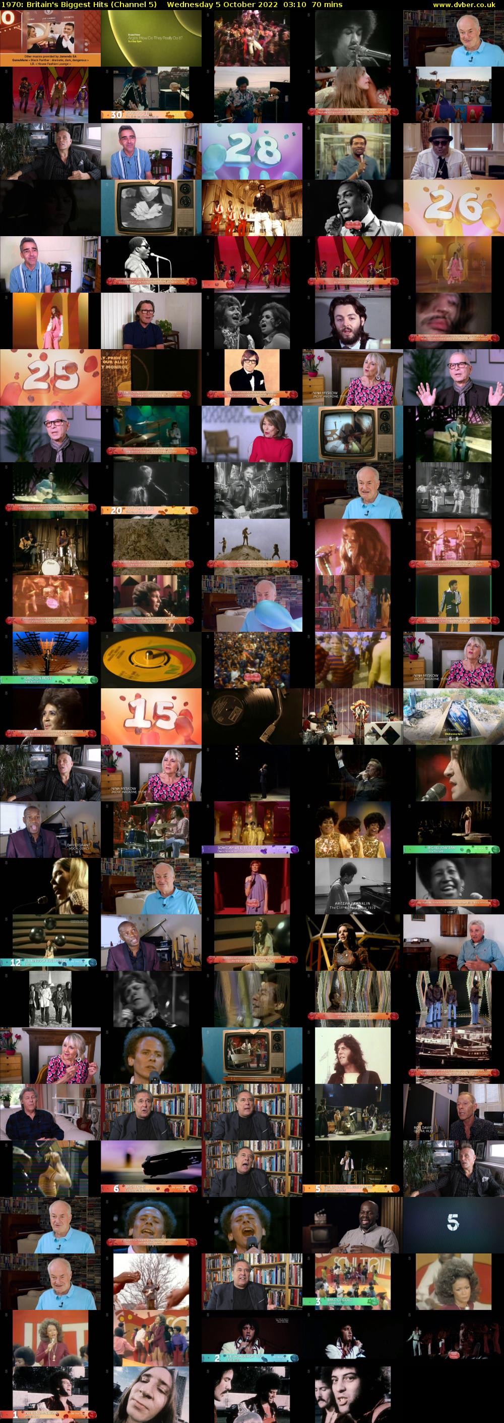 1970: Britain's Biggest Hits (Channel 5) Wednesday 5 October 2022 03:10 - 04:20