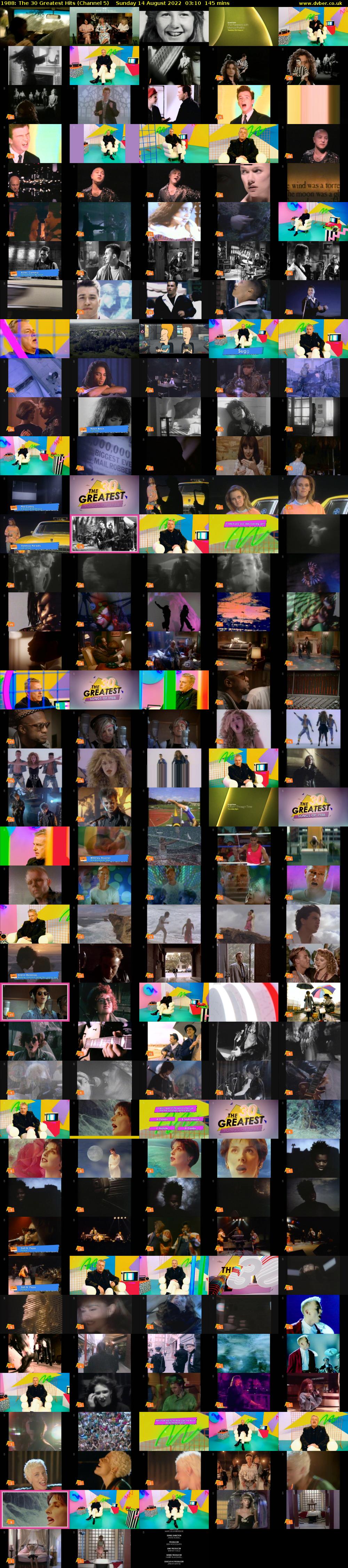 1988: The 30 Greatest Hits (Channel 5) Sunday 14 August 2022 03:10 - 05:35