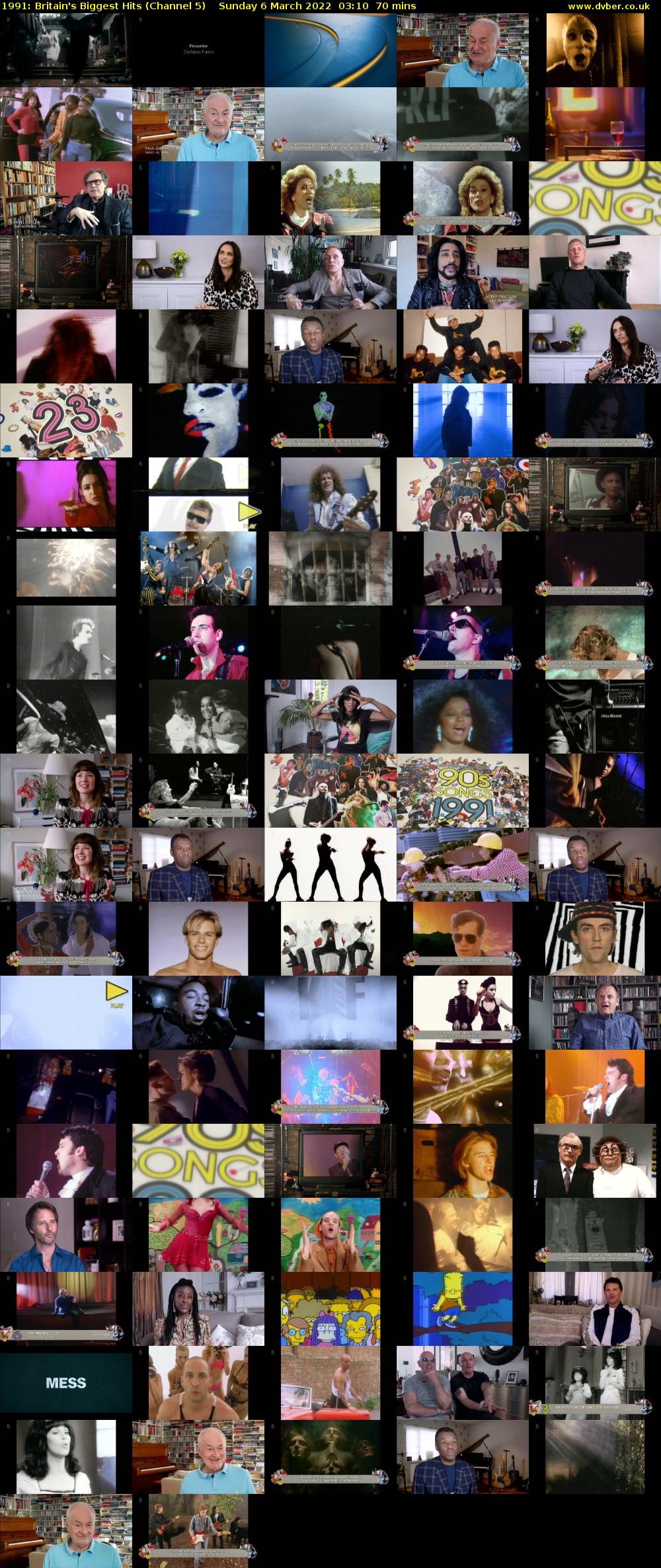 1991: Britain's Biggest Hits (Channel 5) Sunday 6 March 2022 03:10 - 04:20