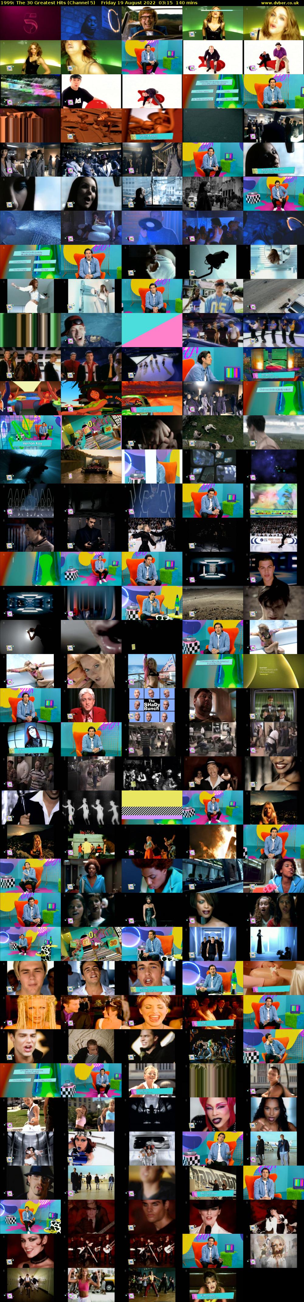 1999: The 30 Greatest Hits (Channel 5) Friday 19 August 2022 03:15 - 05:35
