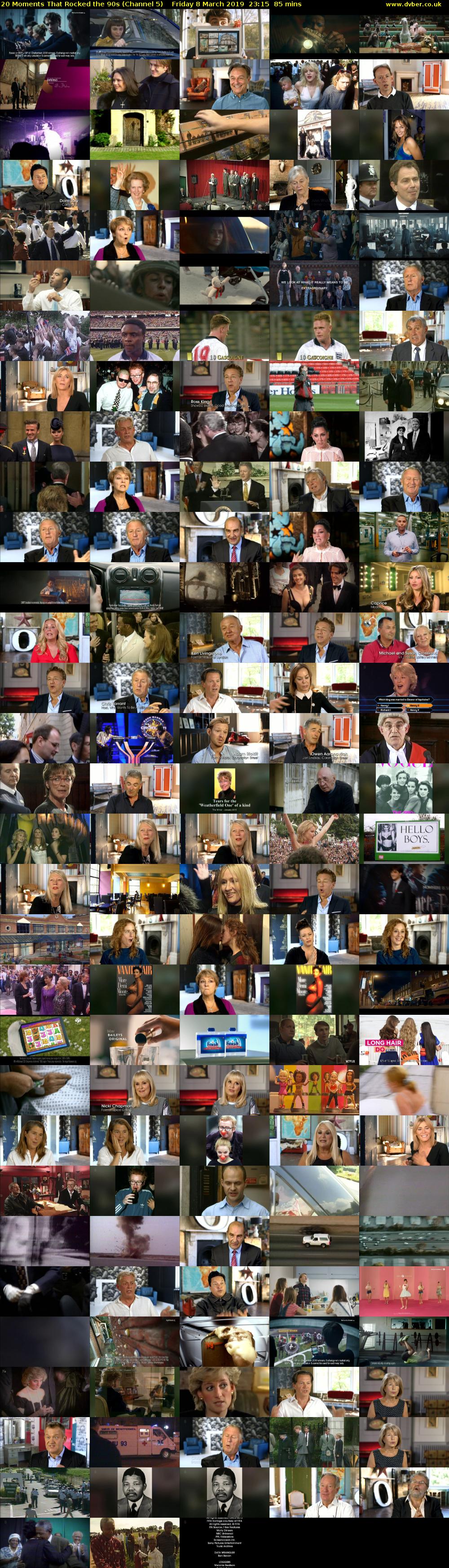 20 Moments That Rocked the 90s (Channel 5) Friday 8 March 2019 23:15 - 00:40