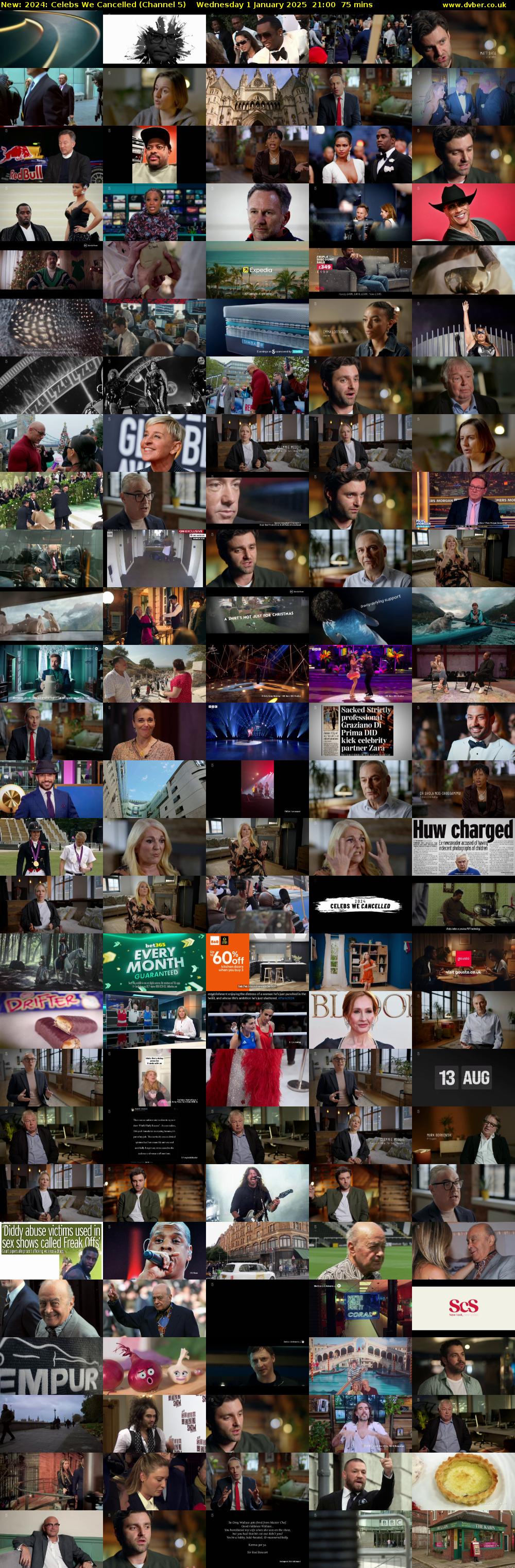 2024: Celebs We Cancelled (Channel 5) Wednesday 1 January 2025 21:00 - 22:15