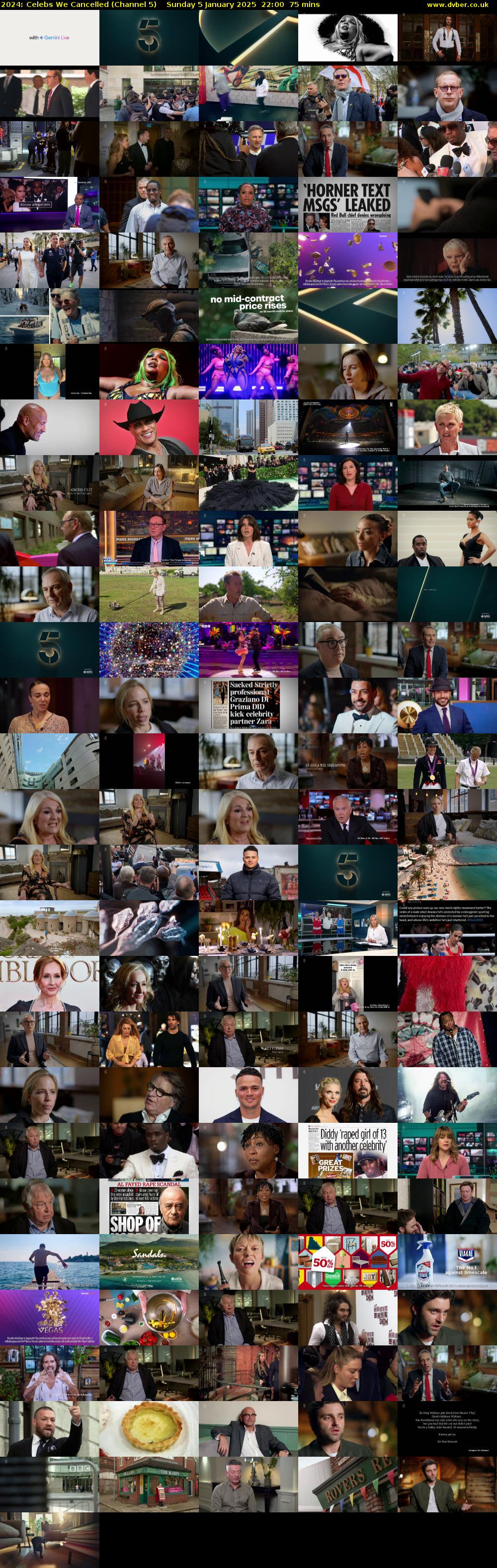 2024: Celebs We Cancelled (Channel 5) Sunday 5 January 2025 22:00 - 23:15