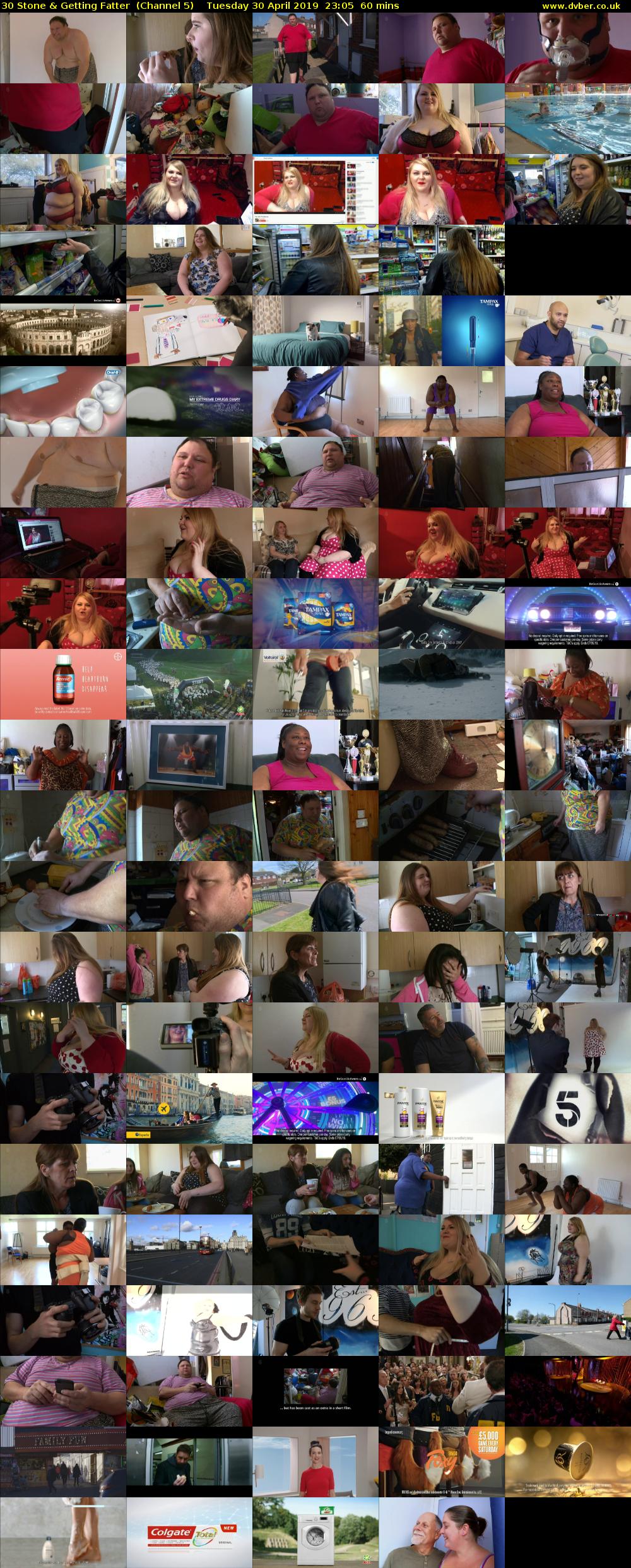 30 Stone & Getting Fatter  (Channel 5) Tuesday 30 April 2019 23:05 - 00:05