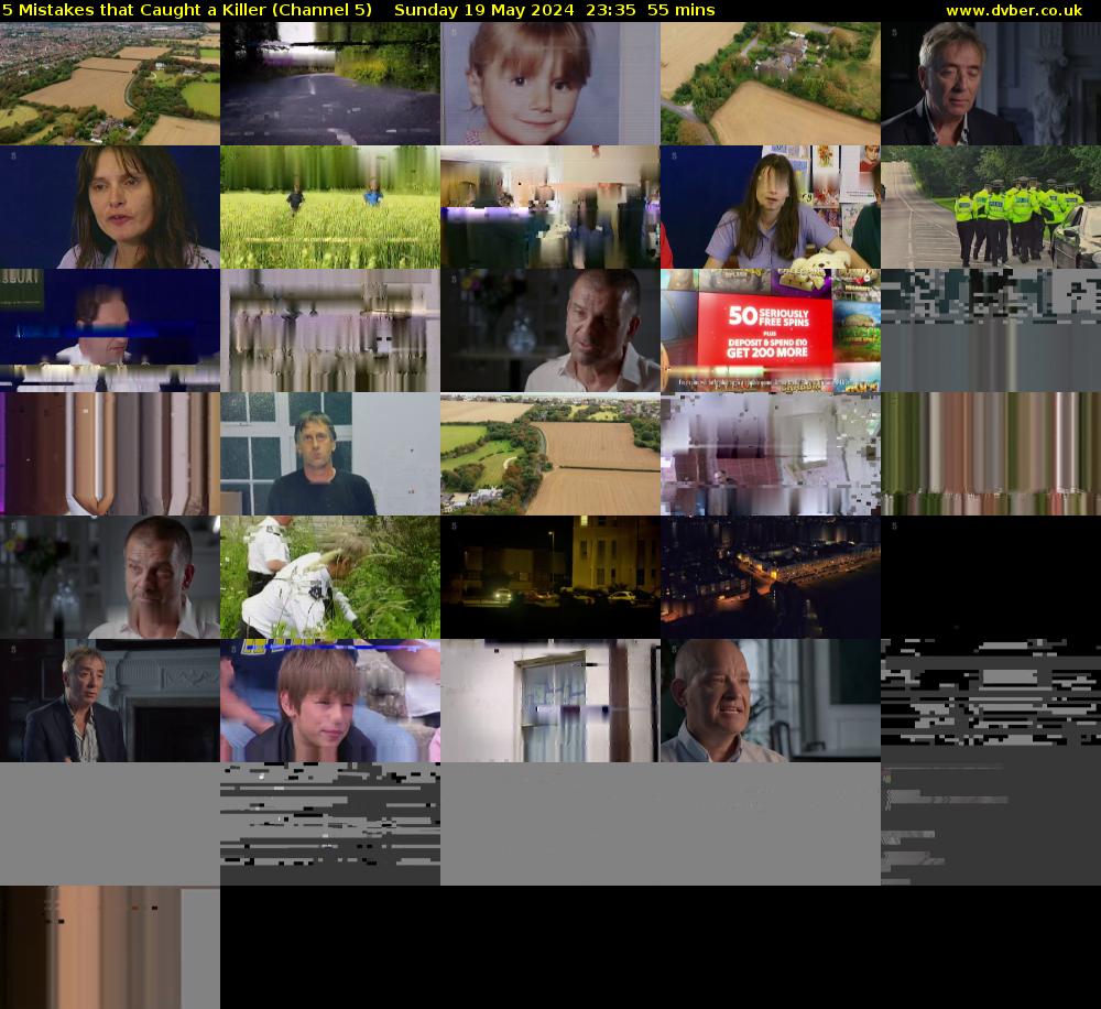 5 Mistakes that Caught A Killer (Channel 5) Sunday 19 May 2024 23:35 - 00:30