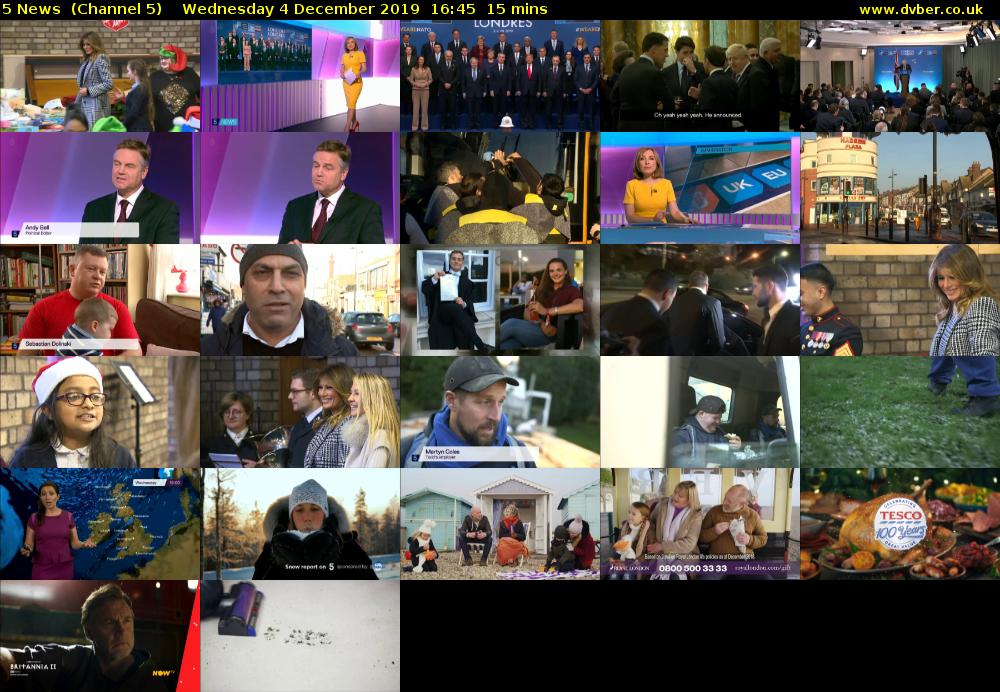 5 News  (Channel 5) Wednesday 4 December 2019 16:45 - 17:00