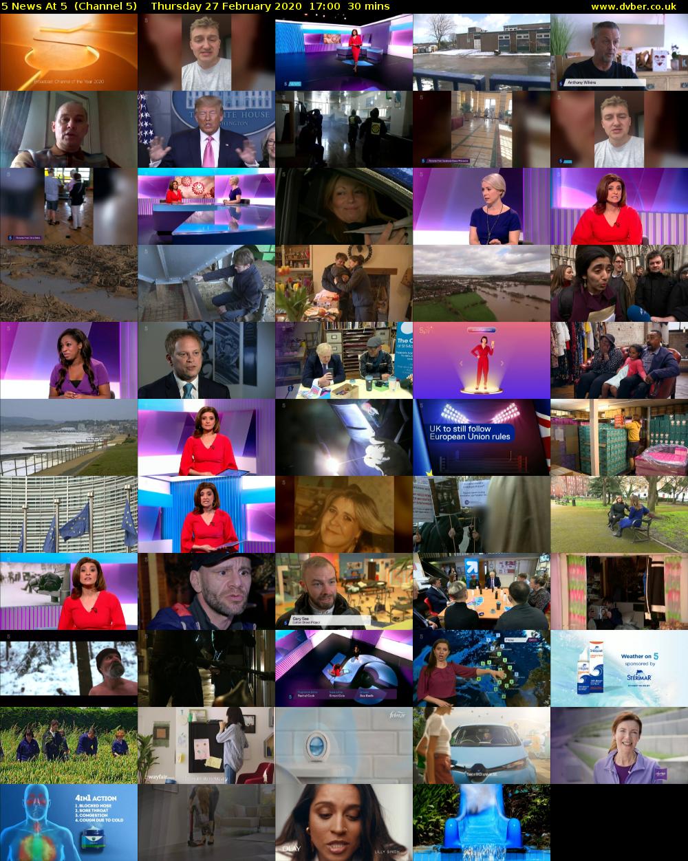 5 News At 5  (Channel 5) Thursday 27 February 2020 17:00 - 17:30