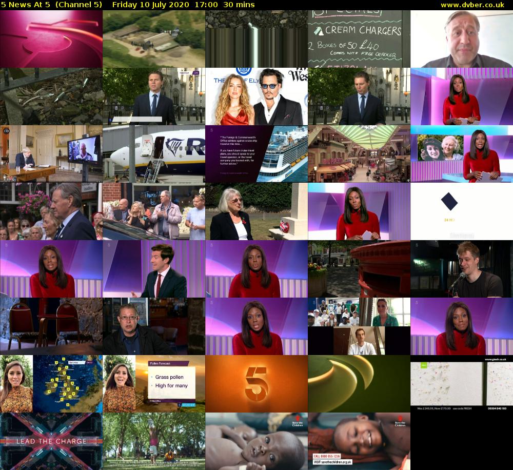 5 News At 5  (Channel 5) Friday 10 July 2020 17:00 - 17:30
