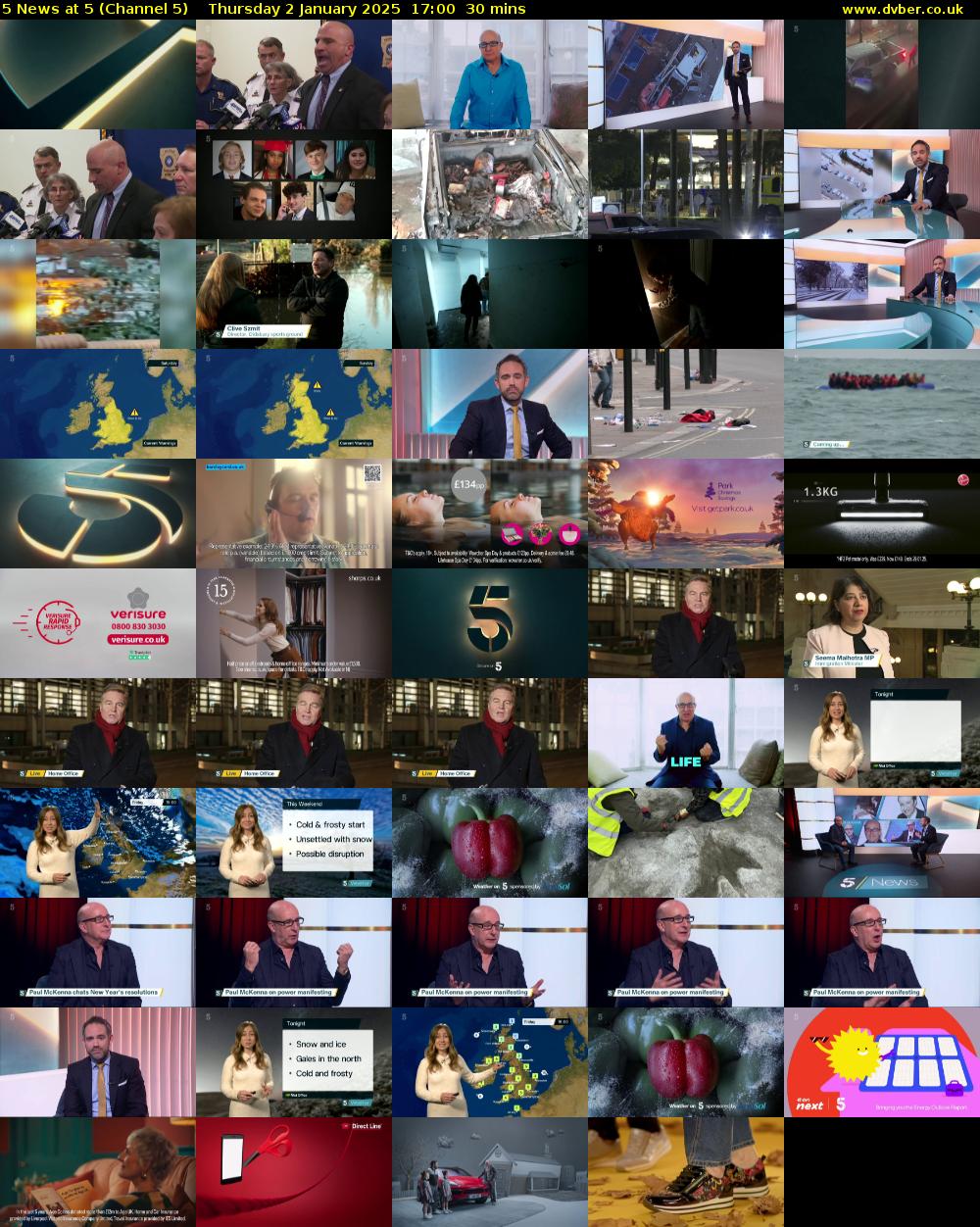 5 News At 5 (Channel 5) Thursday 2 January 2025 17:00 - 17:30