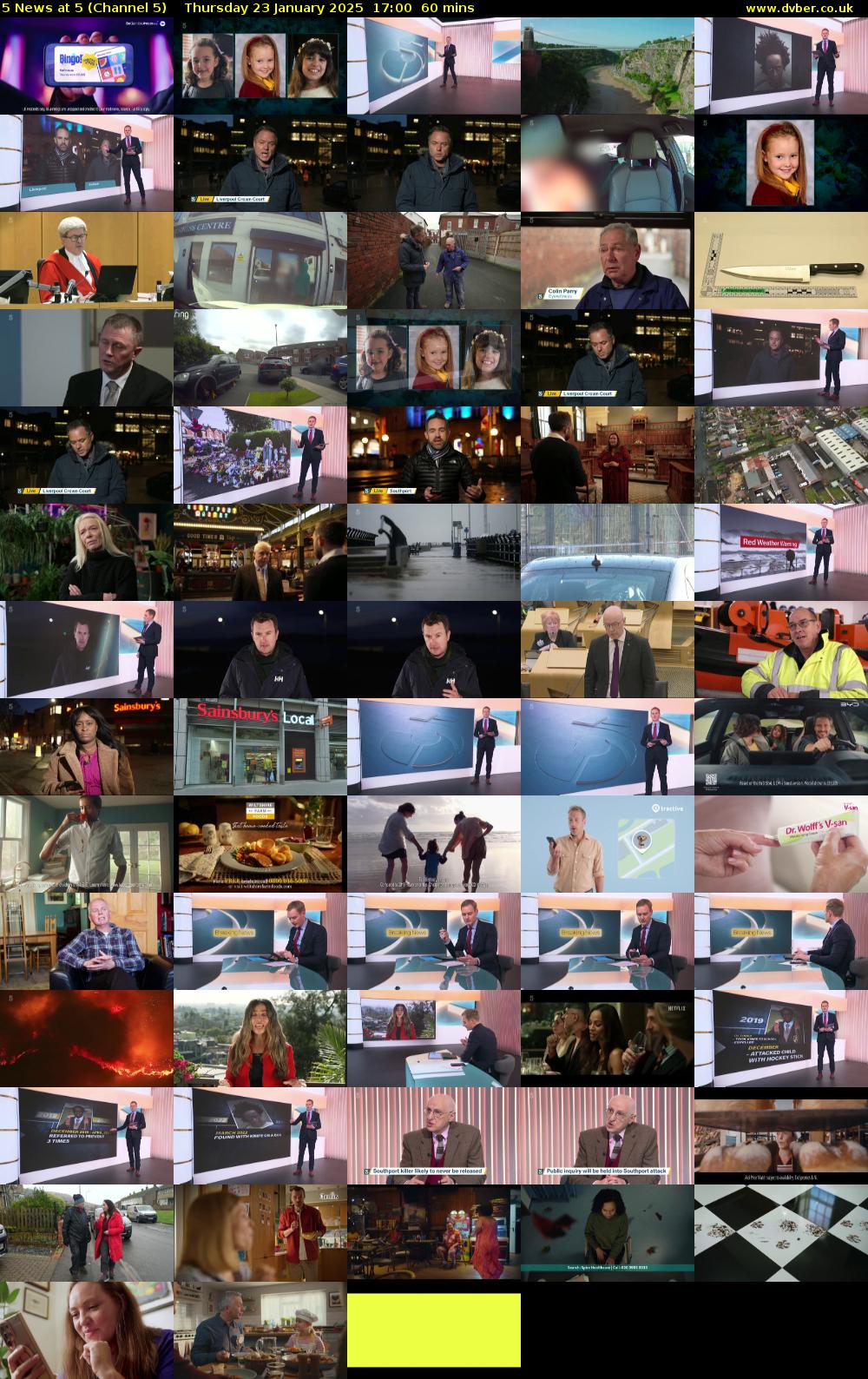 5 News At 5 (Channel 5) Thursday 23 January 2025 17:00 - 18:00