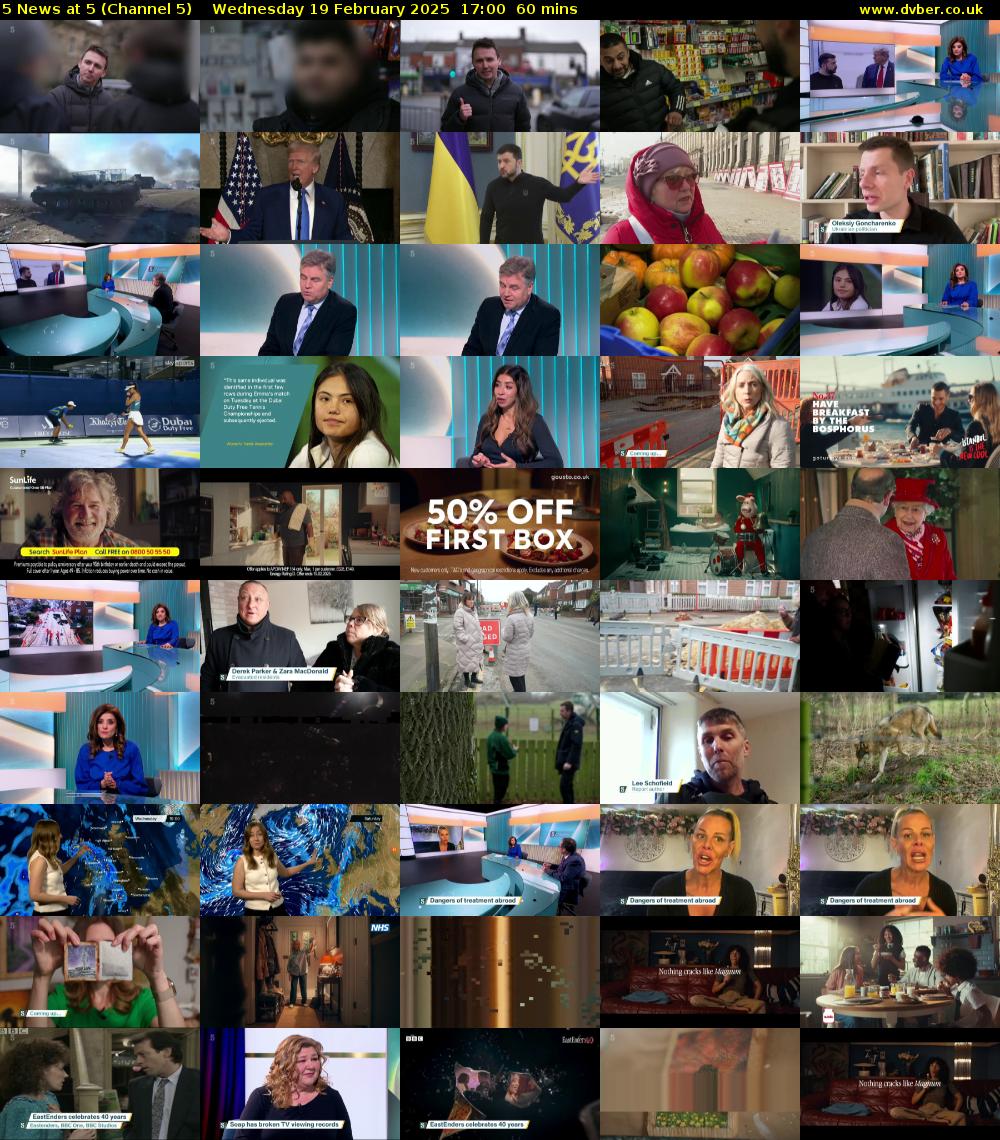 5 News At 5 (Channel 5) Wednesday 19 February 2025 17:00 - 18:00