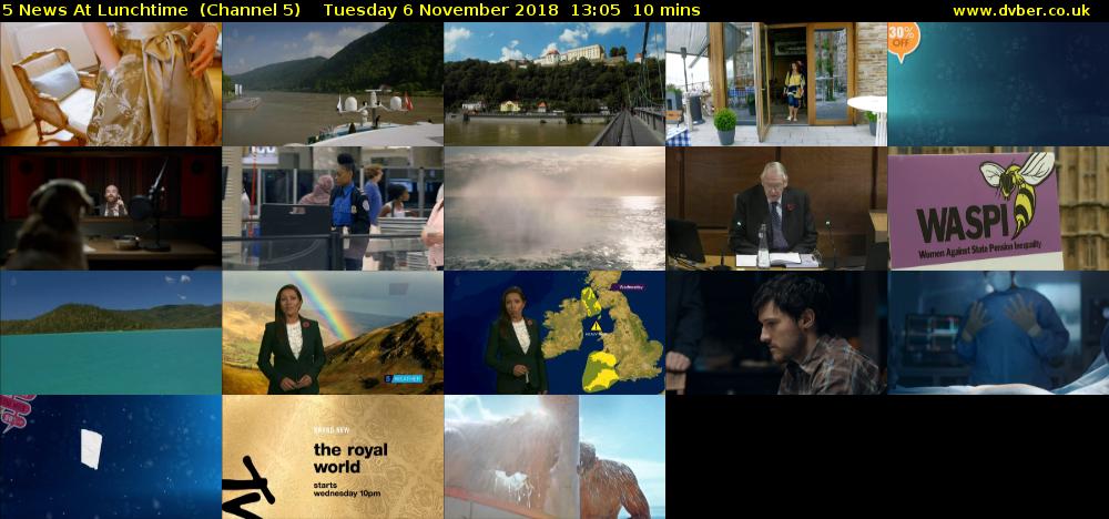 5 News At Lunchtime  (Channel 5) Tuesday 6 November 2018 13:05 - 13:15