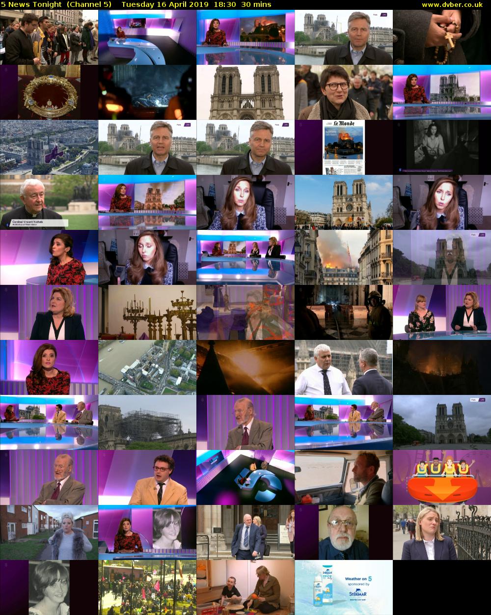 5 News Tonight  (Channel 5) Tuesday 16 April 2019 18:30 - 19:00
