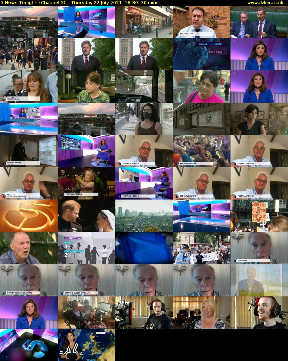 5 News Tonight  (Channel 5) Thursday 22 July 2021 18:30 - 19:00