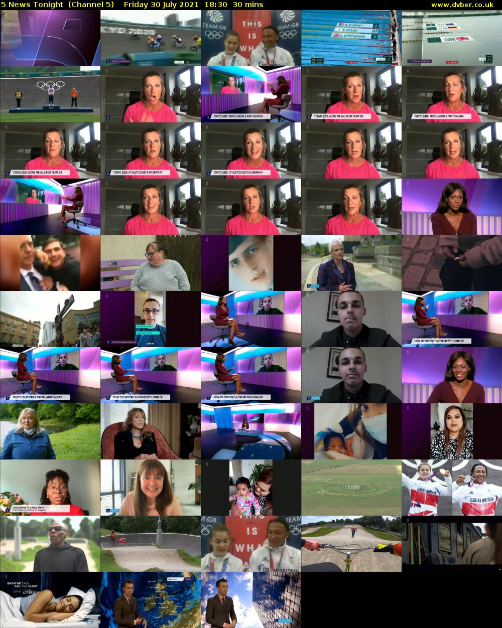 5 News Tonight  (Channel 5) Friday 30 July 2021 18:30 - 19:00