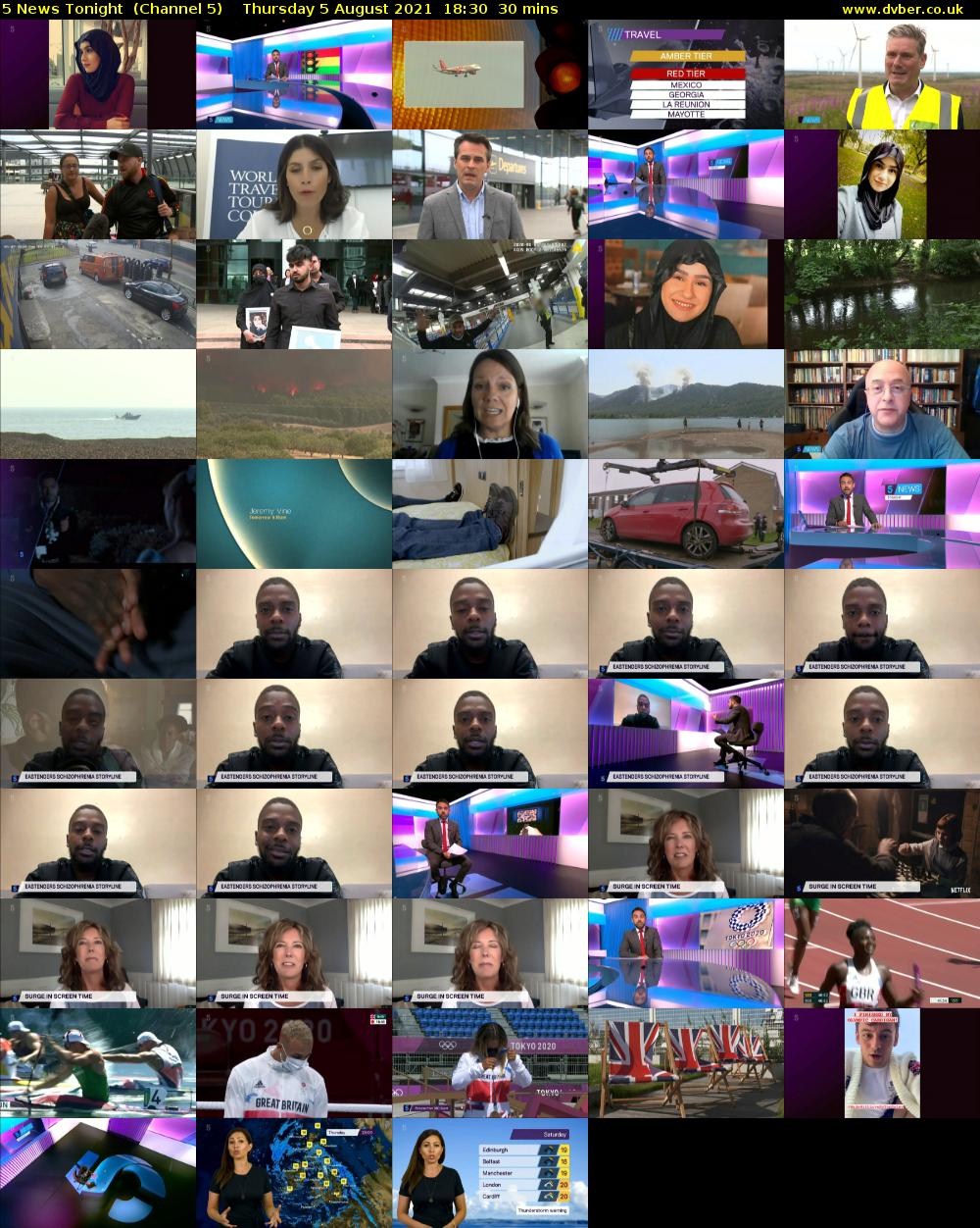 5 News Tonight  (Channel 5) Thursday 5 August 2021 18:30 - 19:00
