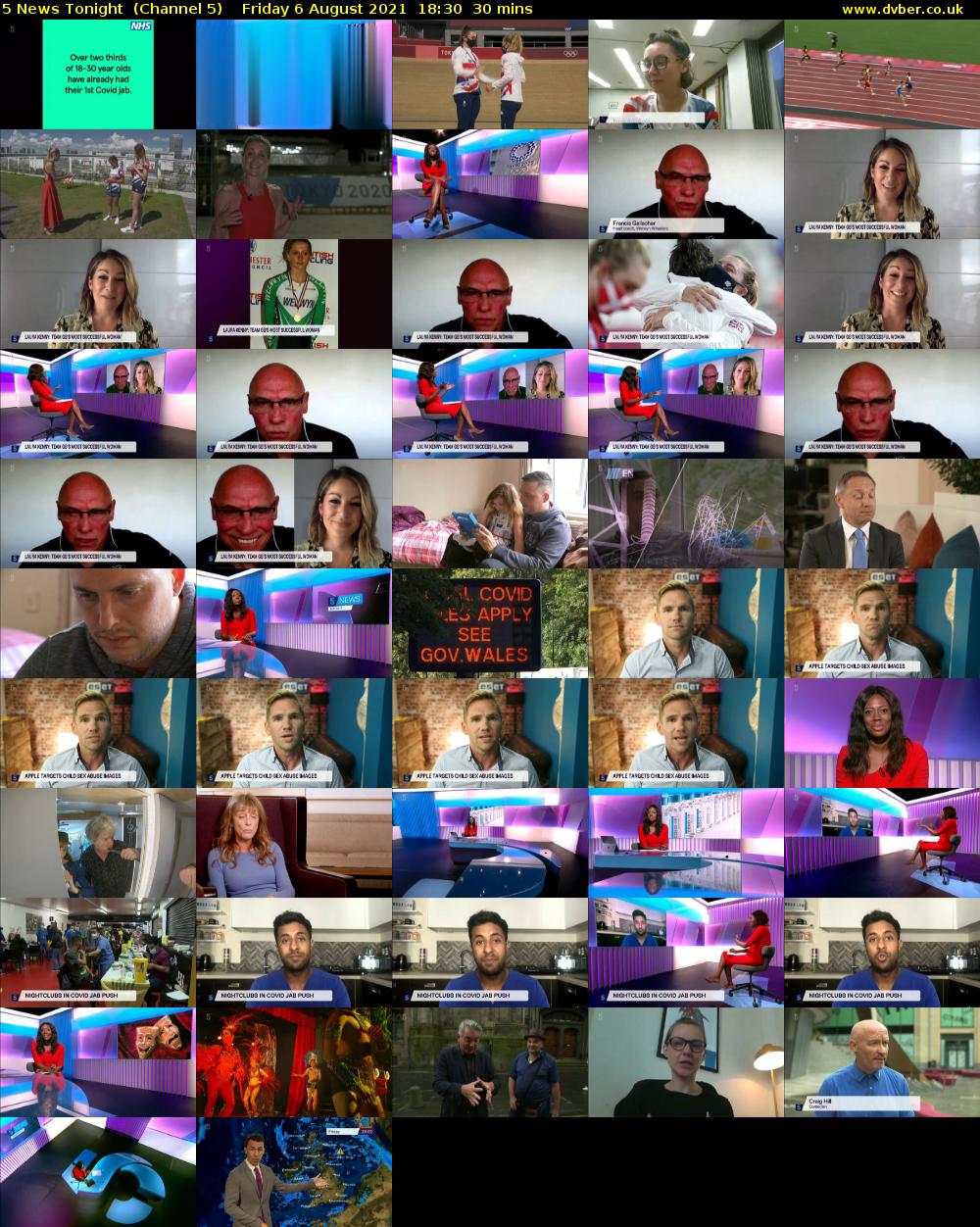 5 News Tonight  (Channel 5) Friday 6 August 2021 18:30 - 19:00