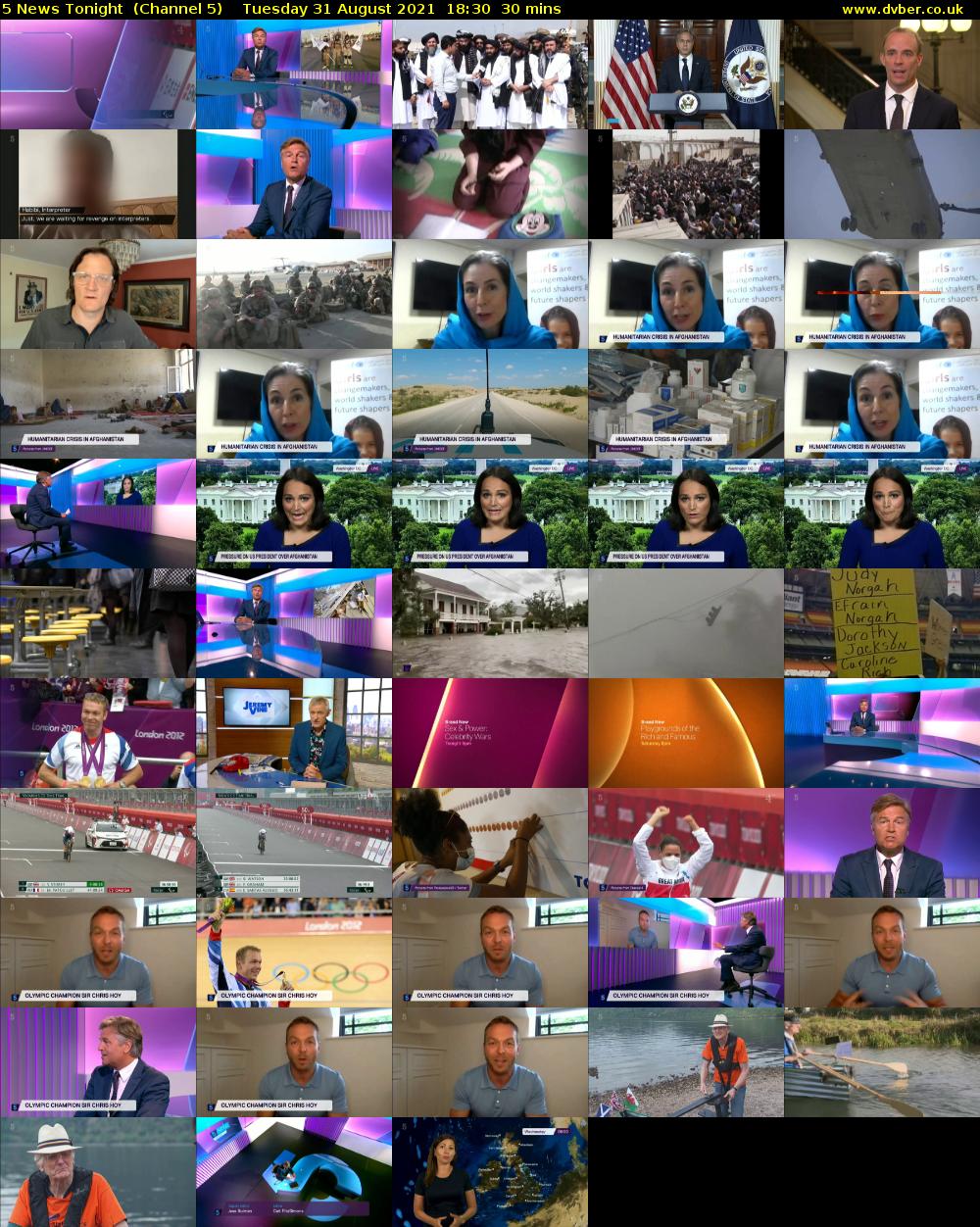 5 News Tonight  (Channel 5) Tuesday 31 August 2021 18:30 - 19:00