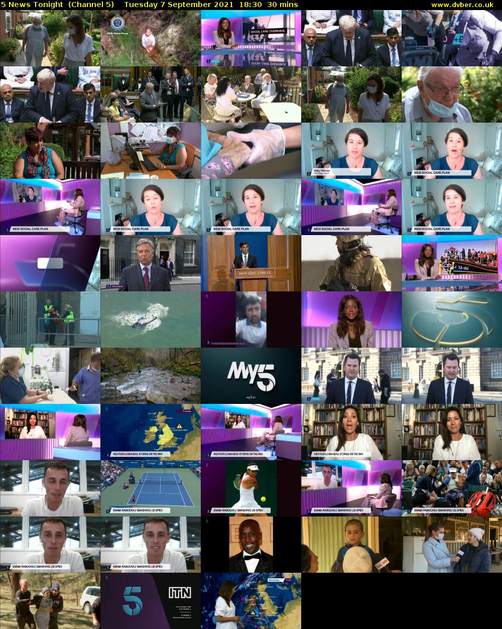 5 News Tonight  (Channel 5) Tuesday 7 September 2021 18:30 - 19:00