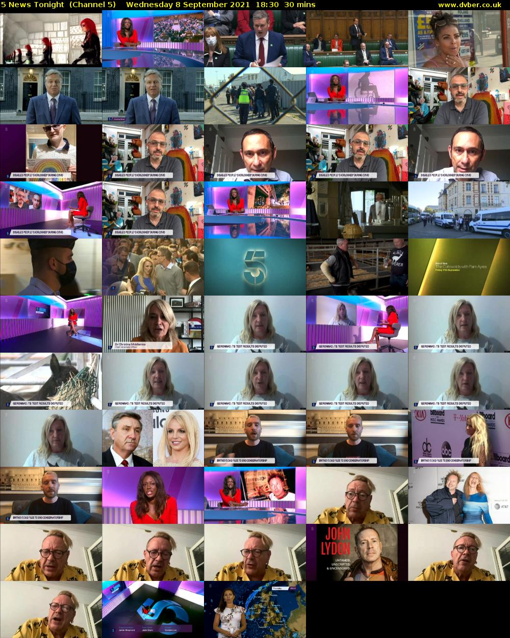 5 News Tonight  (Channel 5) Wednesday 8 September 2021 18:30 - 19:00