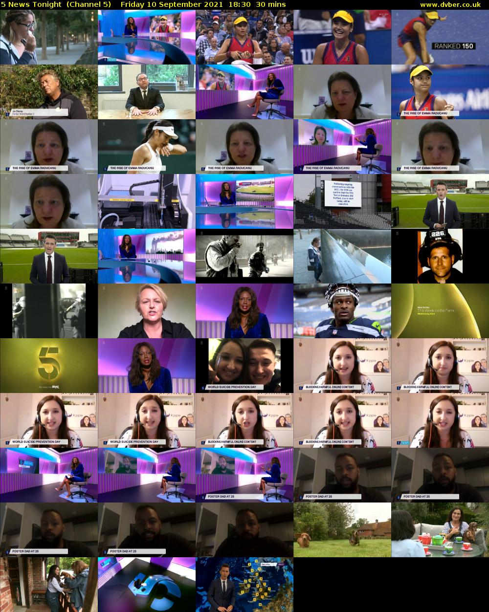 5 News Tonight  (Channel 5) Friday 10 September 2021 18:30 - 19:00