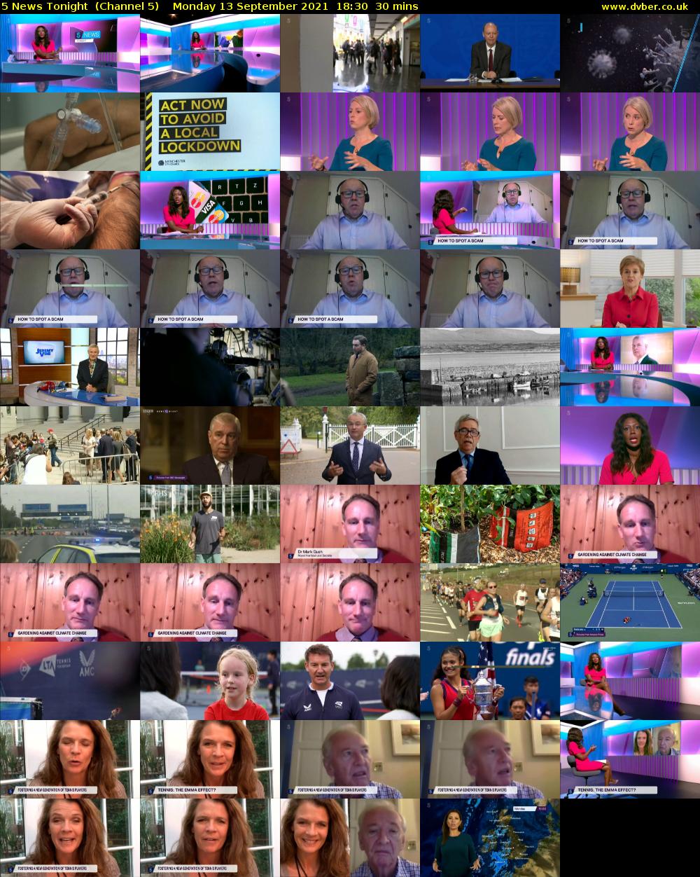 5 News Tonight  (Channel 5) Monday 13 September 2021 18:30 - 19:00