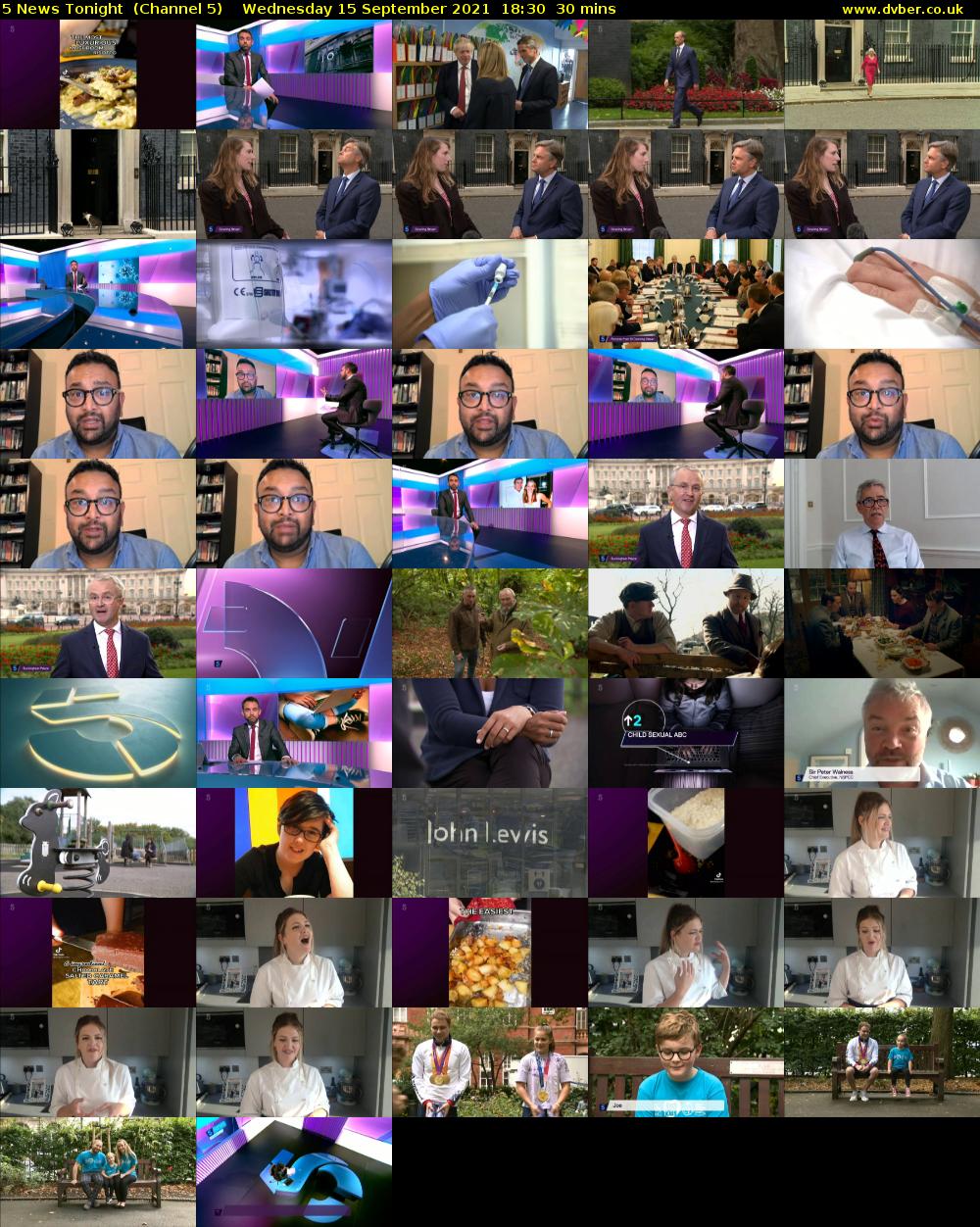 5 News Tonight  (Channel 5) Wednesday 15 September 2021 18:30 - 19:00