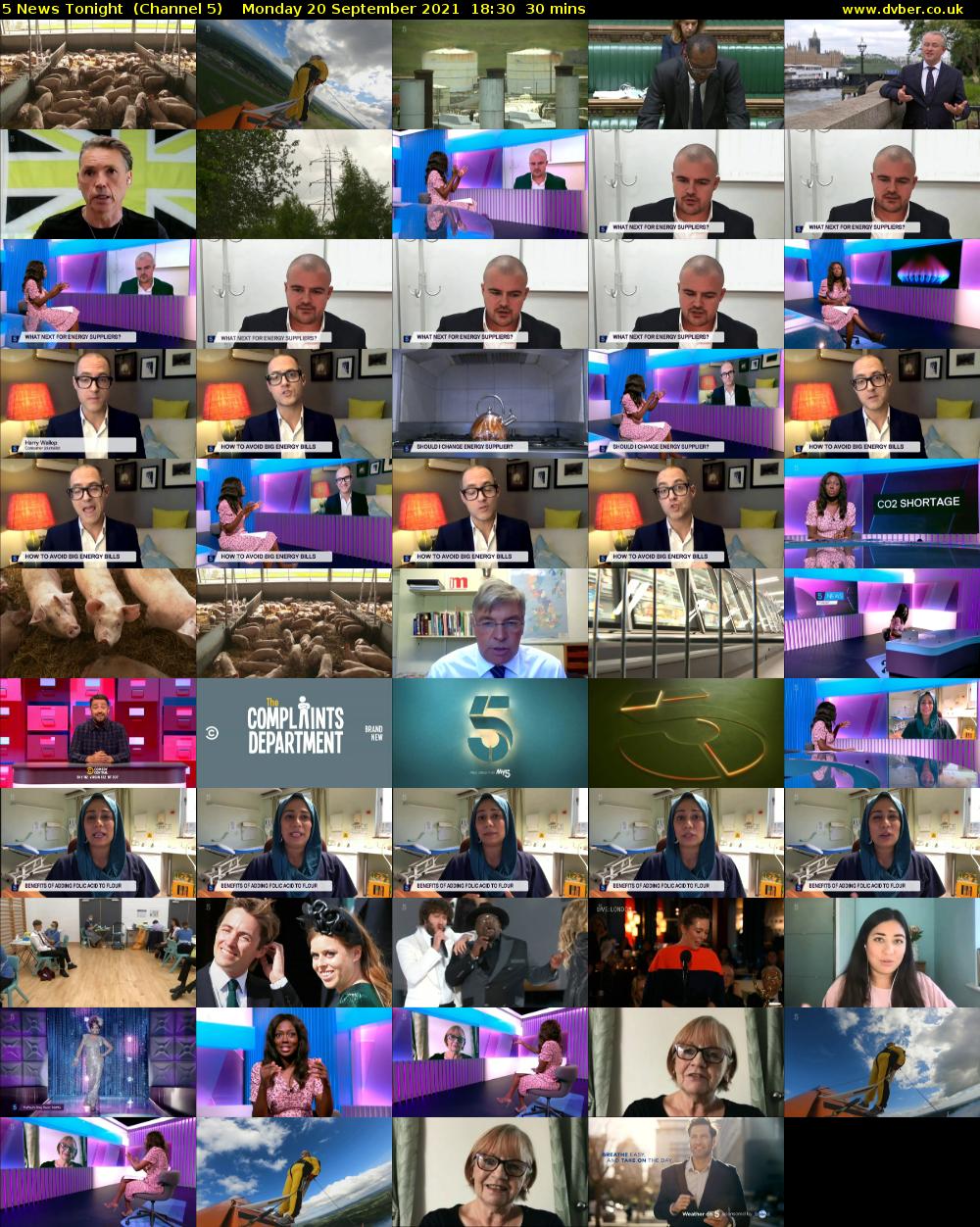 5 News Tonight  (Channel 5) Monday 20 September 2021 18:30 - 19:00