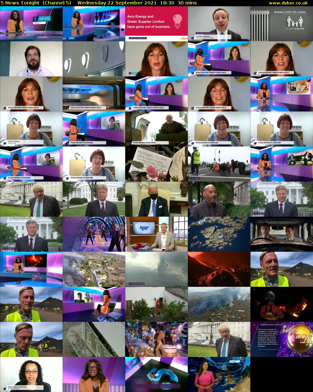 5 News Tonight  (Channel 5) Wednesday 22 September 2021 18:30 - 19:00