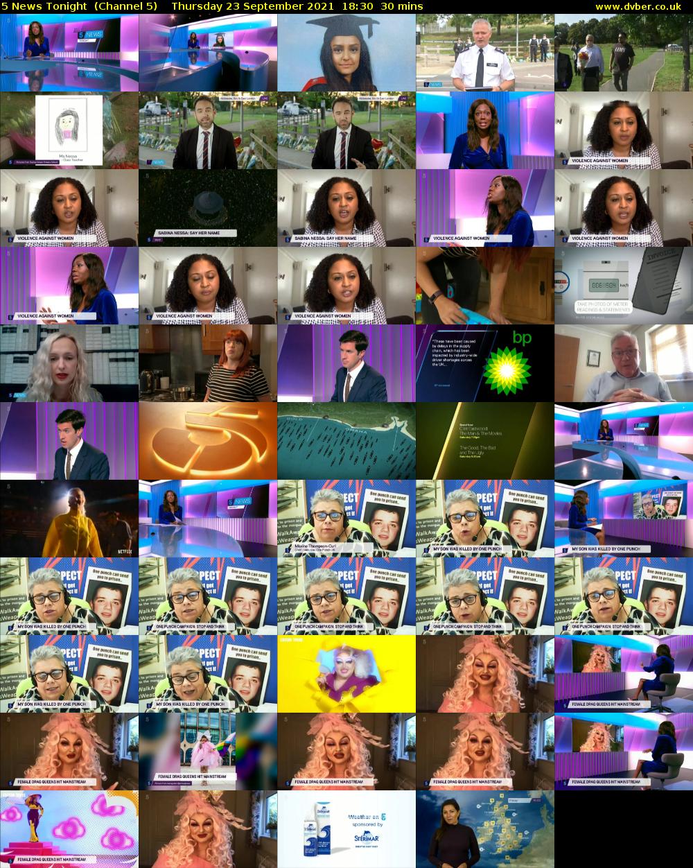 5 News Tonight  (Channel 5) Thursday 23 September 2021 18:30 - 19:00