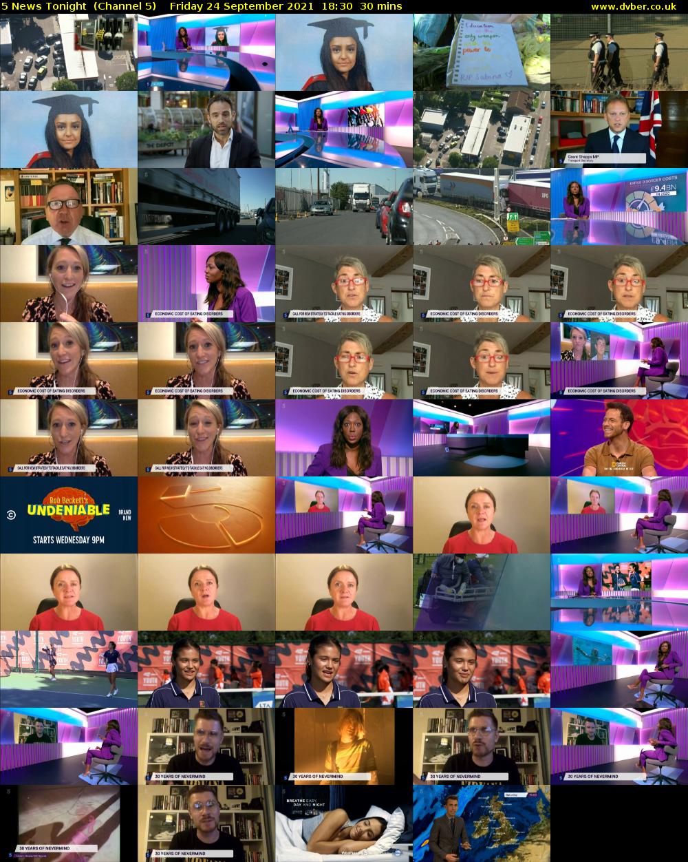 5 News Tonight  (Channel 5) Friday 24 September 2021 18:30 - 19:00