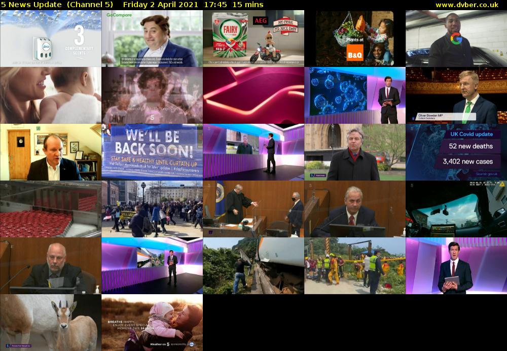 5 News Update  (Channel 5) Friday 2 April 2021 17:45 - 18:00