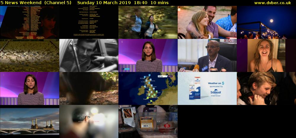 5 News Weekend  (Channel 5) Sunday 10 March 2019 18:40 - 18:50