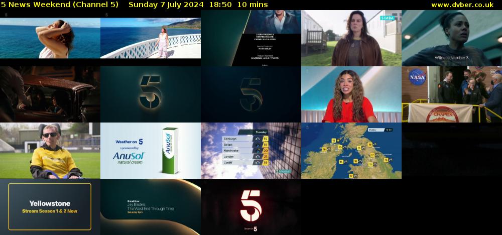 5 News Weekend (Channel 5) Sunday 7 July 2024 18:50 - 19:00