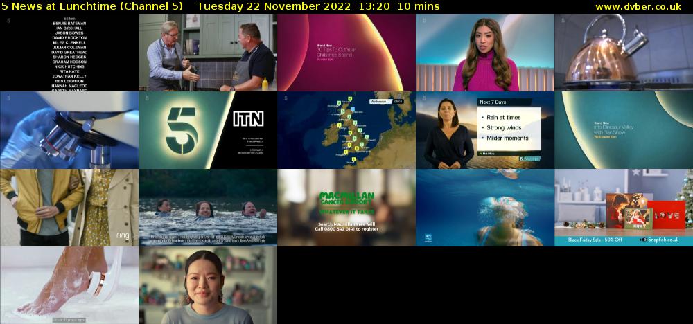5 News at Lunchtime (Channel 5) Tuesday 22 November 2022 13:20 - 13:30