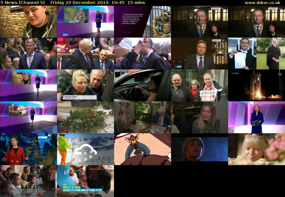 5 News (Channel 5) Friday 20 December 2019 16:45 - 17:00