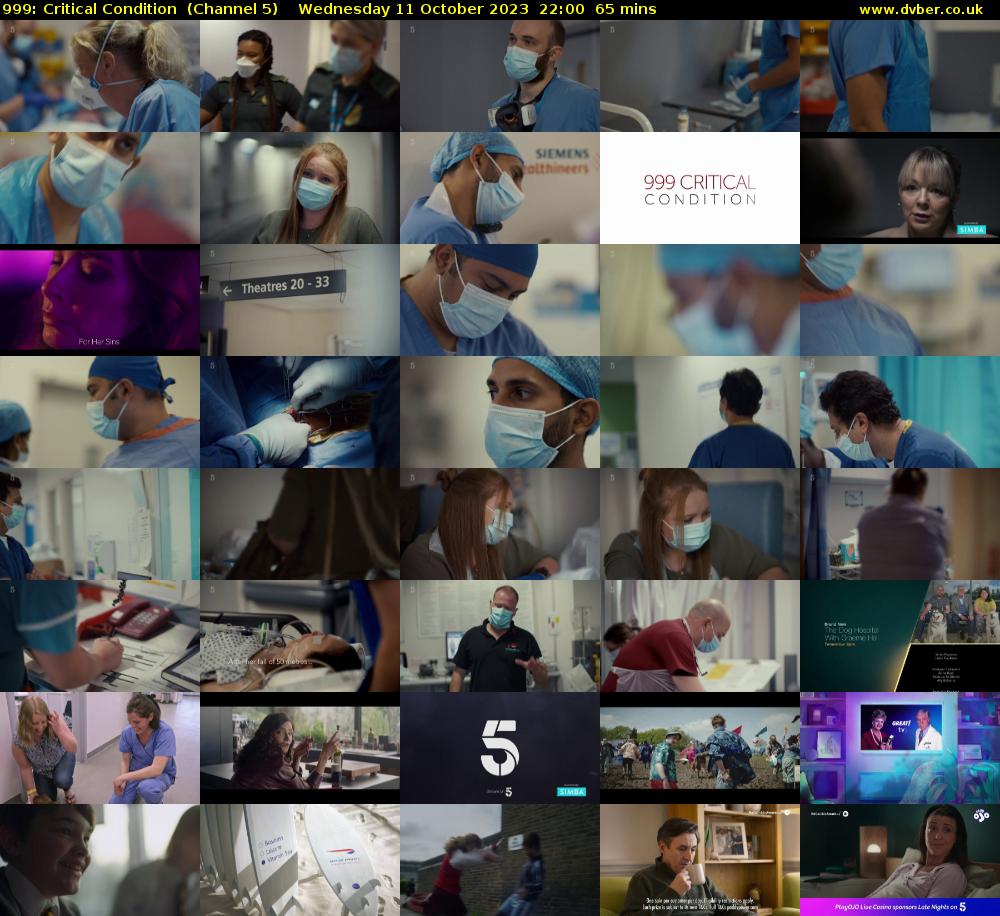 999: Critical Condition  (Channel 5) Wednesday 11 October 2023 22:00 - 23:05