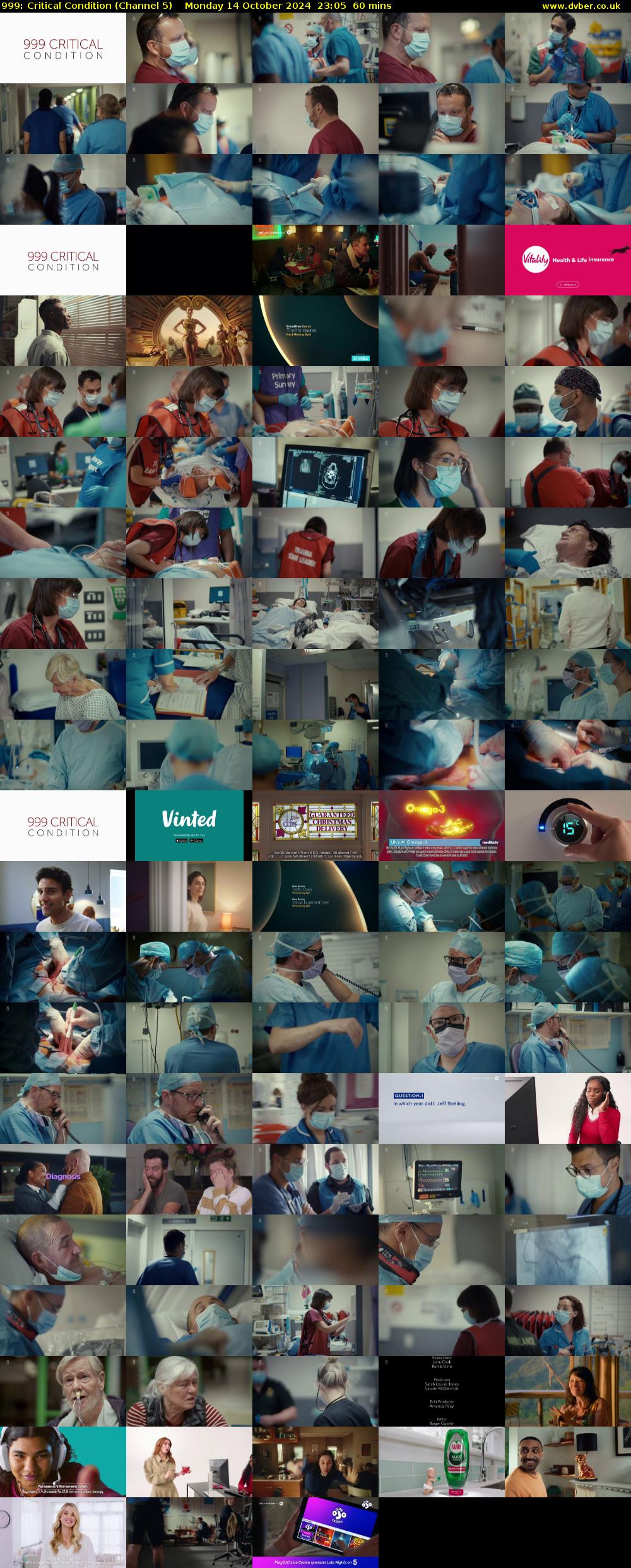 999: Critical Condition (Channel 5) Monday 14 October 2024 23:05 - 00:05