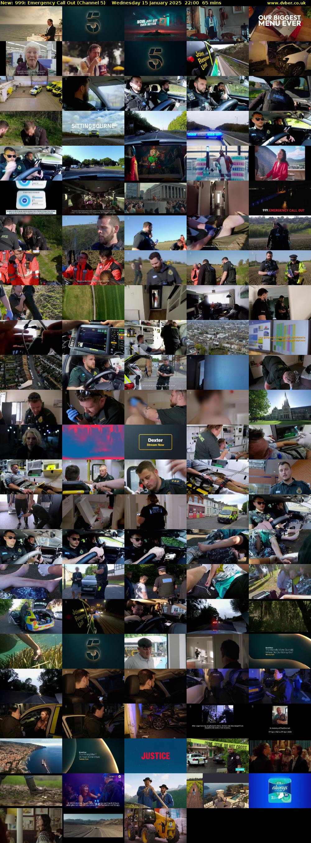 999: Emergency Call Out (Channel 5) Wednesday 15 January 2025 22:00 - 23:05