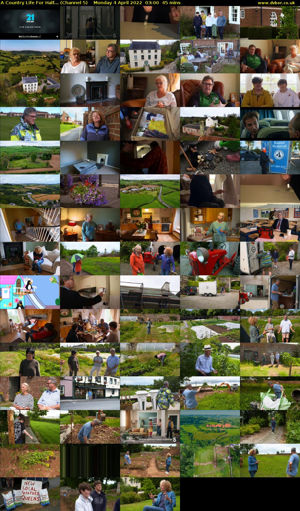 A Country Life for Half... (Channel 5) Monday 4 April 2022 03:00 - 03:45