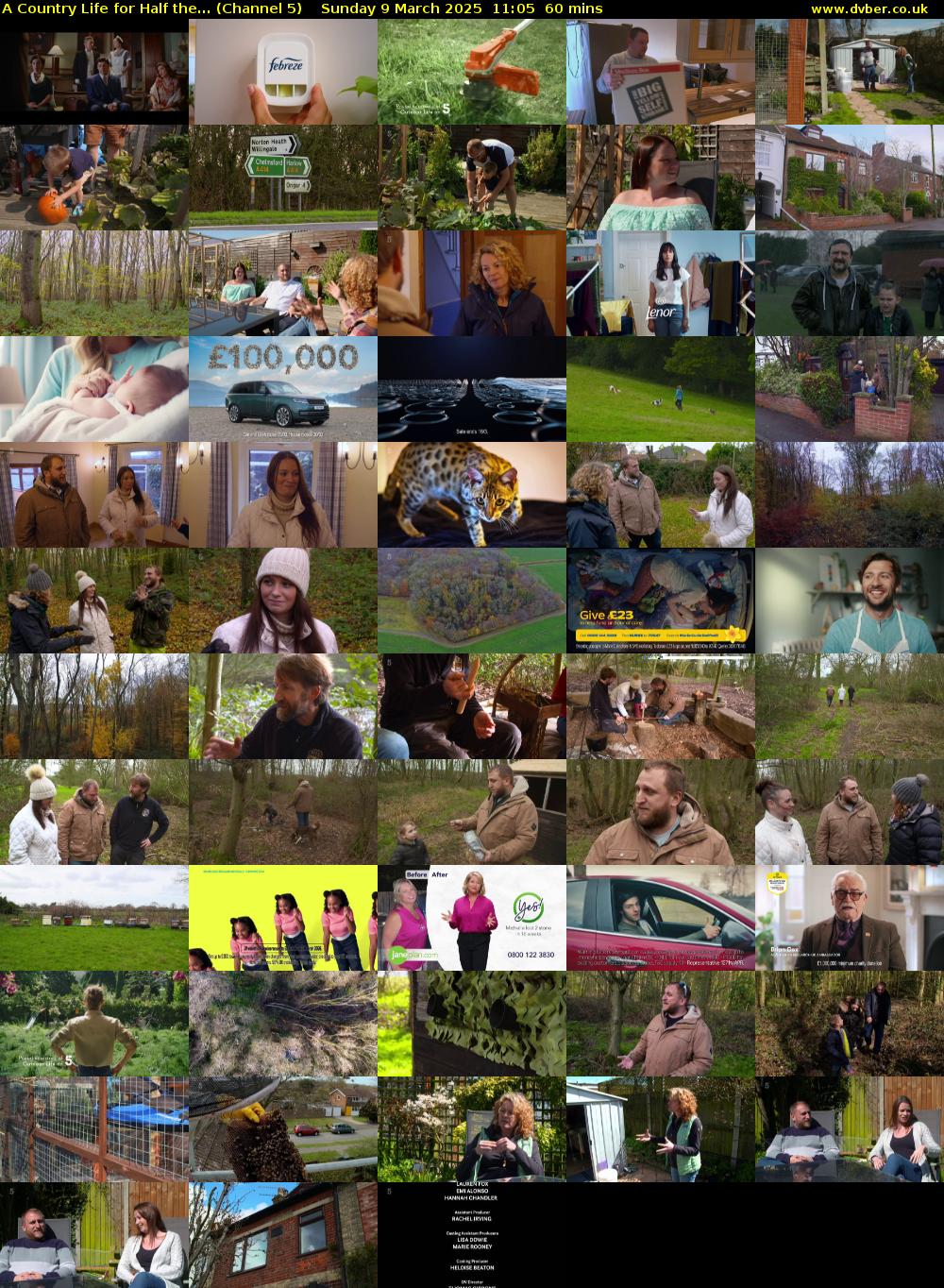 A Country Life for Half the... (Channel 5) Sunday 9 March 2025 11:05 - 12:05