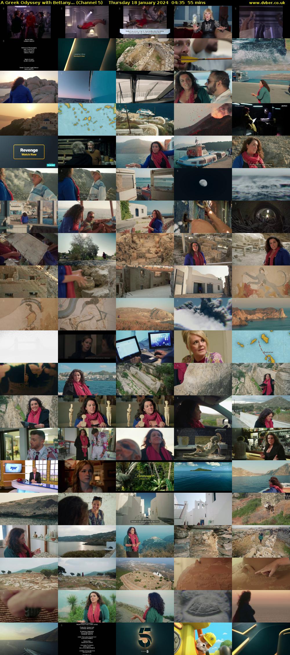 A Greek Odyssey with Bettany... (Channel 5) Thursday 18 January 2024 04:35 - 05:30