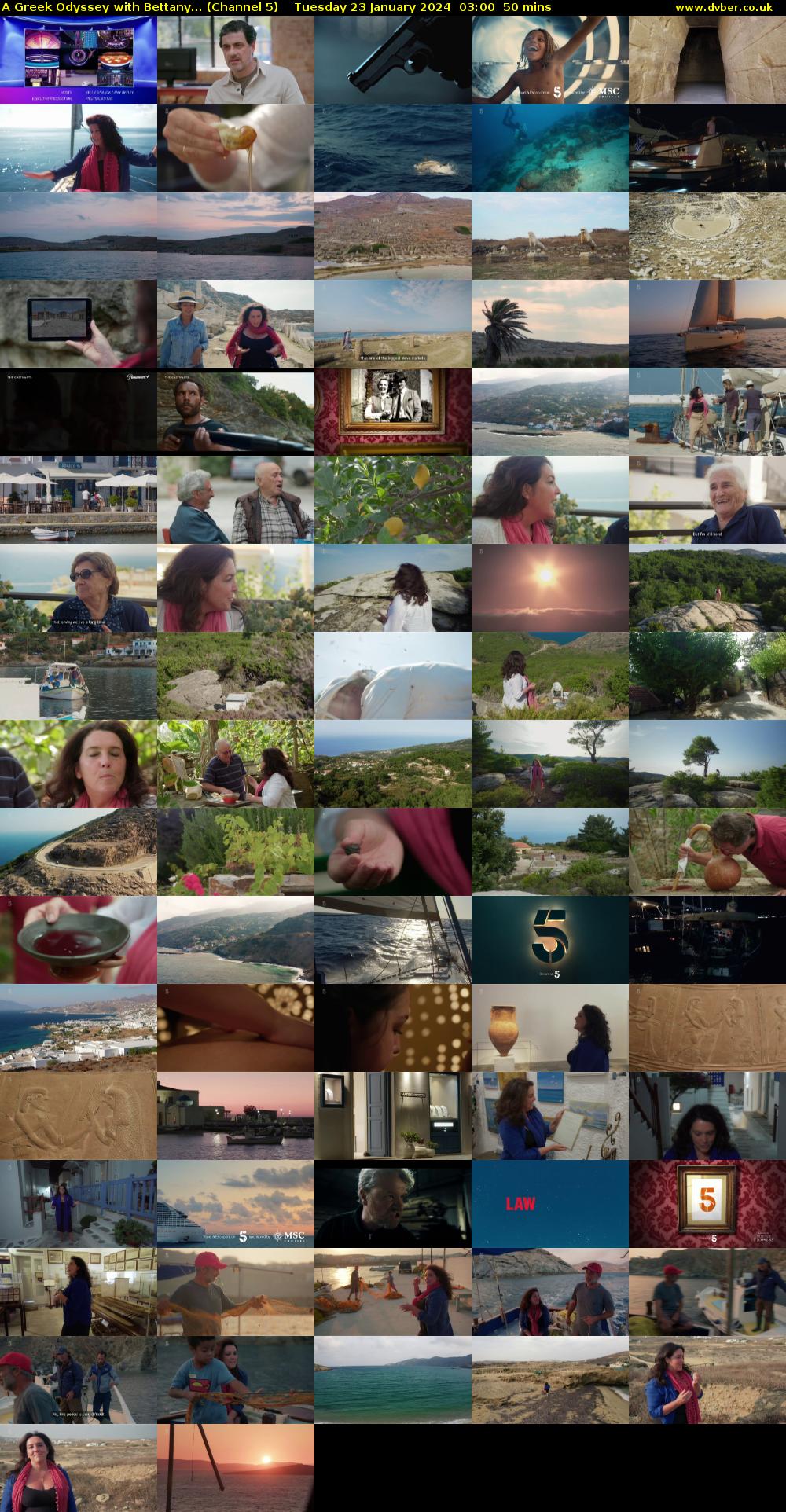 A Greek Odyssey with Bettany... (Channel 5) Tuesday 23 January 2024 03:00 - 03:50